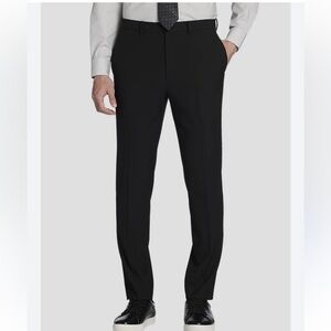 Calvin Klein Wool Blend Flat Front Straight Leg Dress Pants Black
